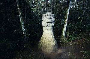 Colombie, Huila, San Agustin. Parc archéologique de San Agustin. Patrimoine mondial de l'UNESCO. Statue. Septembre 1992 © Willy Blanchard