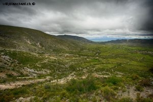 Mexique, San Luis Potosi, route en direction de Real de Catorce. Village où je ne suis jamais arrivé, pour cause d'affluence massive de touristes locaux pour le weekend. Paysage. 14 septembre 2008 © Willy Blanchard