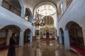 Moldavie, Edinet. Monastère de Zabriceni. Architecture byzantine, selon le modèle du Mont Athos. 20 septembre 2016 © Willy Blanchard