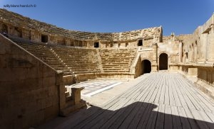 Jordanie. Ancienne cité romaine de Jérash. Théâtre nord. 12 septembre 2009 © Willy Blanchard