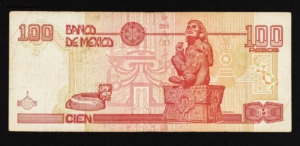 Mexique. Billet de banque, cien pesos, verso, série 2004, voyage de 2008