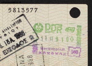 Tampon du passage des douanes en voiture, DDR, checkpoint Alpha. Poste frontière de Marienborn