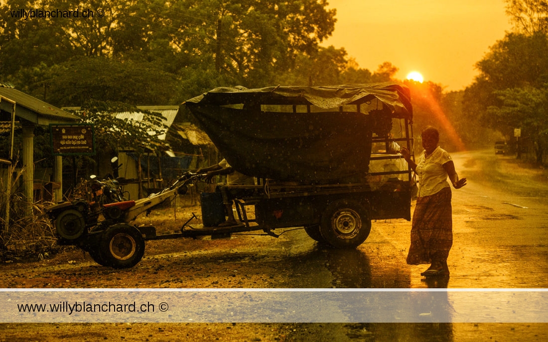 Sri Lanka. Trajet de Polonnaruwa à Habarana. Coucher de soleil et pluie. 14 septembre 2018 © Willy BLANCHARD